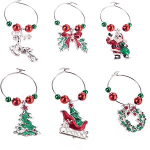 INOOMP 6pcs christmas wine glass charms metal drink markers party favors INOOMP 6pcs christmas wine glass charms metal drink markers party favors