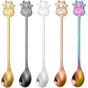 Unbranded Set of 5 cow-shaped teaspoons, for coffee, milk, tea or breakfast. Unbranded Set of 5 cow-shaped teaspoons, for coffee, milk, tea or breakfast.