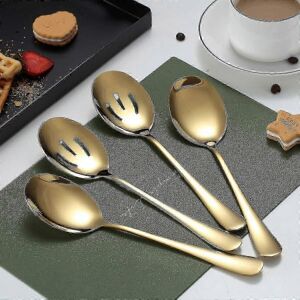 Unbranded Set of 4 gold serving spoons, including 2 serving spoons and 2 slotted spoons Unbranded Set of 4 gold serving spoons, including 2 serving spoons and 2 slotted spoons