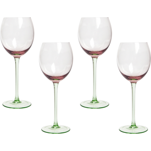 Beliani Set of 4 Pink Green Transparent Hand-Blown Wine Glasses - Wine Glasses Set Beliani Set of 4 Pink Green Transparent Hand-Blown Wine Glasses - Wine Glasses Set