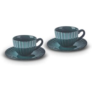Karaca Austen 4-Piece Tea Cup and Saucer Set for 2 People, Green Karaca Austen 4-Piece Tea Cup and Saucer Set for 2 People, Green