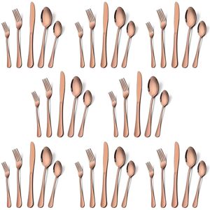 Unbranded Vesteel 40 Piece Copper Silverware Flatware Set for 8, Stainless Steel Eating Ut Unbranded Vesteel 40 Piece Copper Silverware Flatware Set for 8, Stainless Steel Eating Ut