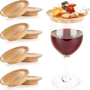Unbranded Set of 4 bamboo coasters and wine glasses, perfect for charcuterie Unbranded Set of 4 bamboo coasters and wine glasses, perfect for charcuterie