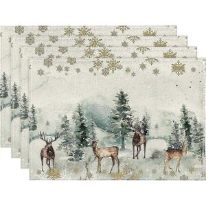Unbranded Watercolor Christmas Placemats, Deer, Trees, Snowflakes, for Dining Table, 12 x Unbranded Watercolor Christmas Placemats, Deer, Trees, Snowflakes, for Dining Table, 12 x