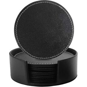 Unbranded Set of 6 Faux Leather Coasters with Drink Holder for Various Cups and Mugs (Roun Unbranded Set of 6 Faux Leather Coasters with Drink Holder for Various Cups and Mugs (Roun