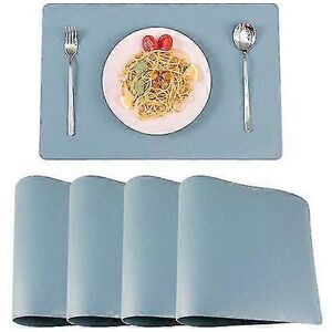 Unbranded Set of 4 blue faux leather placemats, easy to clean, waterproof, non-slip, oil a Unbranded Set of 4 blue faux leather placemats, easy to clean, waterproof, non-slip, oil a
