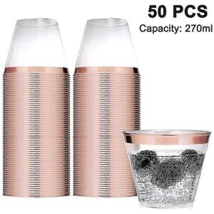 Unbranded (Rose Gold Rim) 50 Pack 250ml Plastic Cocktail Glasses, Sturdy Plastic Cups with Unbranded (Rose Gold Rim) 50 Pack 250ml Plastic Cocktail Glasses, Sturdy Plastic Cups with