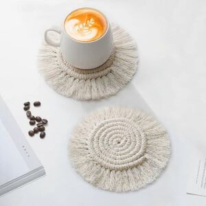 Unbranded Handmade Macrame Woven Absorbent Coaster Set Unbranded Handmade Macrame Woven Absorbent Coaster Set