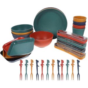 Unbranded Set Wheat Straw Tableware Set Safe Reusable Portable Home Camping Durable Unbranded Set Wheat Straw Tableware Set Safe Reusable Portable Home Camping Durable