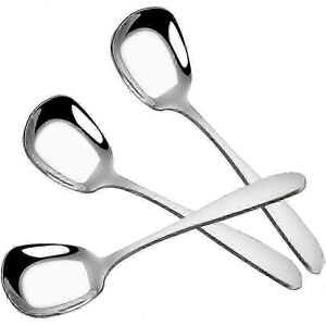Unbranded Set of 3 Thick Stainless Steel Square Soup Spoons, Flat Square Spoons, Large and Unbranded Set of 3 Thick Stainless Steel Square Soup Spoons, Flat Square Spoons, Large and
