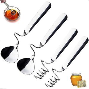 Unbranded Honey and jam spoon, 4 stainless steel spoons, dessert spoon, spiral cutlery, ja Unbranded Honey and jam spoon, 4 stainless steel spoons, dessert spoon, spiral cutlery, ja