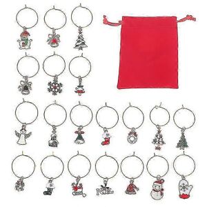 Unbranded 20 Pack Christmas Wine Glass Markers, Holiday Drink Charms Unbranded 20 Pack Christmas Wine Glass Markers, Holiday Drink Charms
