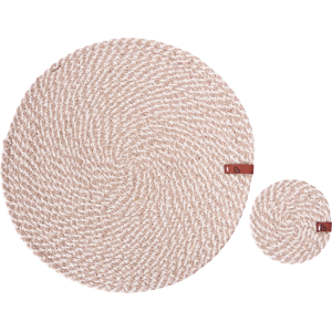 Beliani - Jute Round Tableware Set 12pcs - Natural Boho Style Beliani - Jute Round Tableware Set 12pcs - Natural Boho Style