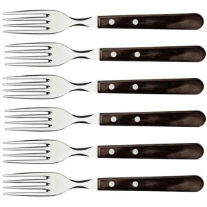 Tramontina Steak Forks, 6 Piece Jumbo Fork Cutlery Set with Wooden Handles, ?Cam Tramontina Steak Forks, 6 Piece Jumbo Fork Cutlery Set with Wooden Handles, ?Cam