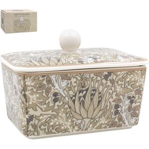 Lesser & Pavey Ltd Artichoke Butter Dish - Hand-Painted Cream Butter Dish with Lid, Dishwasher Safe Lesser & Pavey Ltd Artichoke Butter Dish - Hand-Painted Cream Butter Dish with Lid, Dishwasher Safe