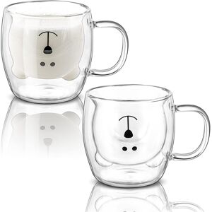 Unbranded 2 Pack Double Wall Insulated Glass Mugs, 8.5 Oz Cute Bear Coffee Milk Beer Cups Unbranded 2 Pack Double Wall Insulated Glass Mugs, 8.5 Oz Cute Bear Coffee Milk Beer Cups