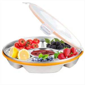 Typecat Divided Serving Tray with Lid - Reusable Veggie and Dip Snack Platter Typecat Divided Serving Tray with Lid - Reusable Veggie and Dip Snack Platter