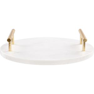 Beliani Serving Tray VARGOS Stone White Marble Beliani Serving Tray VARGOS Stone White Marble