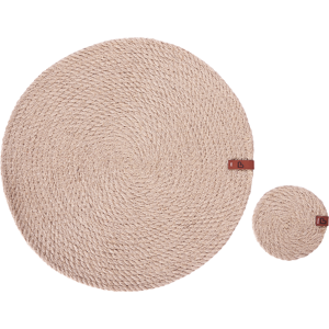 Beliani - Jute Tableware Set - Handmade Natural Boho Style - 12 Pieces Beliani - Jute Tableware Set - Handmade Natural Boho Style - 12 Pieces