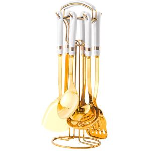 HOD Kitchen (White) Golden Stainless Steel Kitchen Utensil Set With Colourful Ceramic Handle HOD Kitchen (White) Golden Stainless Steel Kitchen Utensil Set With Colourful Ceramic Handle