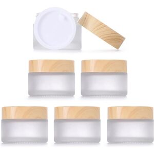 Unbranded Pack of 6 30 Ml Glass Jars with Wooden Lid, Matt Clear Glass Jars, High-Quality Unbranded Pack of 6 30 Ml Glass Jars with Wooden Lid, Matt Clear Glass Jars, High-Quality