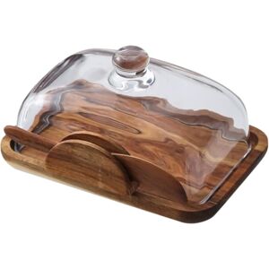 Unbranded Wooden Butter Dish with Glass Lid Rustic Countertop Keeper for Cheese Snacks Fre Unbranded Wooden Butter Dish with Glass Lid Rustic Countertop Keeper for Cheese Snacks Fre
