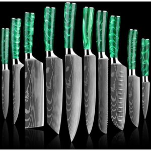 Unbranded 10 Piece Damascus Kitchen Knife Set Japanese Chef Knives Ultra Sharp Carbon Ste Unbranded 10 Piece Damascus Kitchen Knife Set Japanese Chef Knives Ultra Sharp Carbon Ste