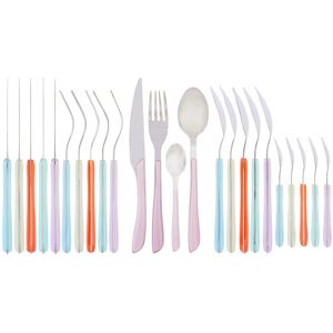 Premier Housewares Bright 24Pc Multi Pastel Coloured Cutlery, Versatile Set For Kitchen, Portable C Premier Housewares Bright 24Pc Multi Pastel Coloured Cutlery, Versatile Set For Kitchen, Portable C