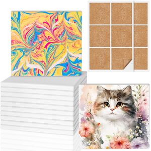 Ceramic Tiles for Crafts, GOH DODD 12 Pack Unglazed Blank Coasters White Tiles P Ceramic Tiles for Crafts, GOH DODD 12 Pack Unglazed Blank Coasters White Tiles P