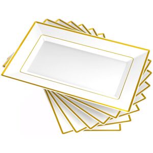 Gikisla Elegant Plastic Serving Platters, 6 Pcs Large Plastic Serving Trays, Rec Gikisla Elegant Plastic Serving Platters, 6 Pcs Large Plastic Serving Trays, Rec