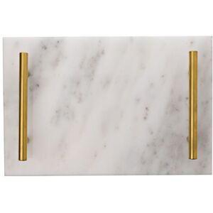 Hestia Marble Tray with Metal Handle - White Hestia Marble Tray with Metal Handle - White
