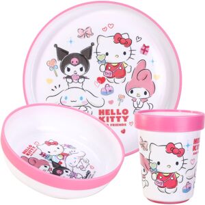 Hello Kitty & Friends 3pcs Reusable Bicolor Premium Kids Dinner Tableware Set Pl Hello Kitty & Friends 3pcs Reusable Bicolor Premium Kids Dinner Tableware Set Pl