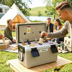 Outsunny 42.6L Insulated Cool Box, Portable Ice Cooler with Handle, Khaki Outsunny 42.6L Insulated Cool Box, Portable Ice Cooler with Handle, Khaki