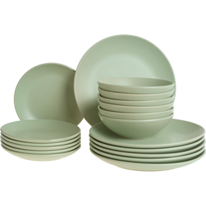 Beliani Set of 18 Dinnerware VIVANI Stoneware Green Beliani Set of 18 Dinnerware VIVANI Stoneware Green
