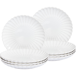 Beliani Nettle Off White Dinner Plates Set of 8 Beliani Nettle Off White Dinner Plates Set of 8