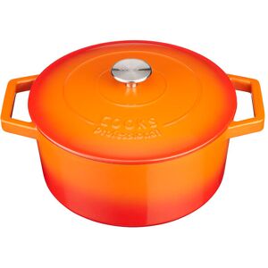 (Orange) Cooks Professional 26cm Cast Iron Casserole (Orange) Cooks Professional 26cm Cast Iron Casserole