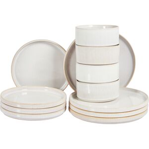 Beliani - Spikenard Dishware Set - Ribbed, Hand-painted - Dishware Set Beliani - Spikenard Dishware Set - Ribbed, Hand-painted - Dishware Set