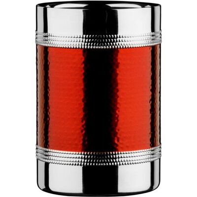 Premier Housewares Bottle Cooler with Hammered Red Band - Stainless Steel Premier Housewares Bottle Cooler with Hammered Red Band - Stainless Steel