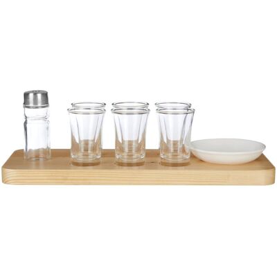 Premier Housewares Tequila Shot Glass Set With Wooden Tray Premier Housewares Tequila Shot Glass Set With Wooden Tray