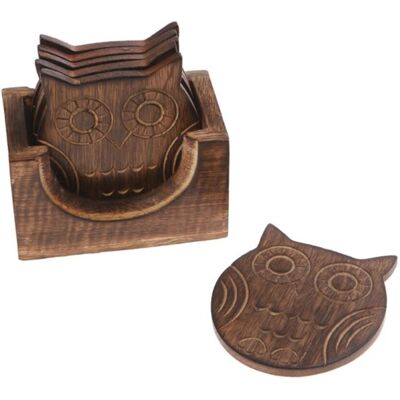 Little-Something-Gifts Sass & Belle Set of Six Wooden Owl Coasters Little-Something-Gifts Sass & Belle Set of Six Wooden Owl Coasters