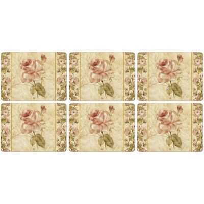 Pimpernel 30.5 x 23 cm MDF with Cork Back Linen Placemats, Set of 6, Antique Ros Pimpernel 30.5 x 23 cm MDF with Cork Back Linen Placemats, Set of 6, Antique Ros