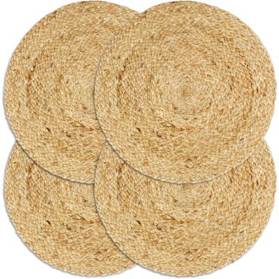 vidaXL Placemats 4 pcs Natural Jute Round - Placements vidaXL Placemats 4 pcs Natural Jute Round - Placements