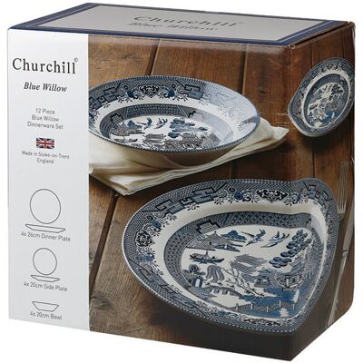Churchill China Blue Willow 12 Piece Dinner set Churchill China Blue Willow 12 Piece Dinner set