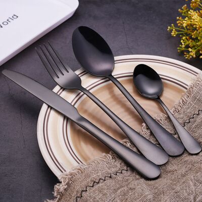 Unbranded (Black) 16 pcs Stainless Steel Cutlery Sets Unbranded (Black) 16 pcs Stainless Steel Cutlery Sets