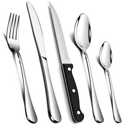 24 Piece Cutlery Sets with 6 Piece Steak Knives, Homikit Stainless Steel 30-Piec 24 Piece Cutlery Sets with 6 Piece Steak Knives, Homikit Stainless Steel 30-Piec