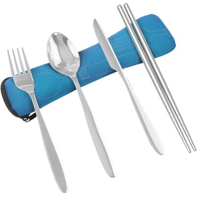 Unbranded (Navy blue) 12pcs Piece Stainless Steel Travel Camping Cutlery Set knife, fork, Unbranded (Navy blue) 12pcs Piece Stainless Steel Travel Camping Cutlery Set knife, fork,