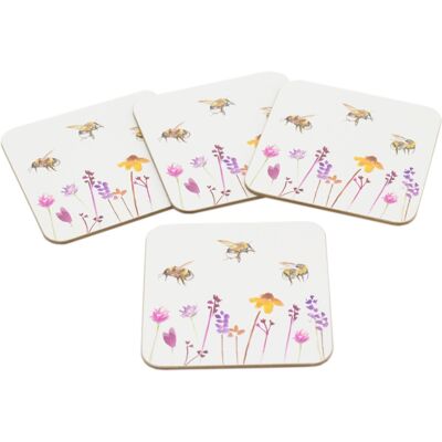 Carousel Set Of 4 Busy Bees Floral Coasters Honey Bee Square Coaster Set Bumble Bee C Carousel Set Of 4 Busy Bees Floral Coasters Honey Bee Square Coaster Set Bumble Bee C