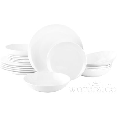 Waterside Fine China 18pc White Everyday Round Dinner Set Waterside Fine China 18pc White Everyday Round Dinner Set