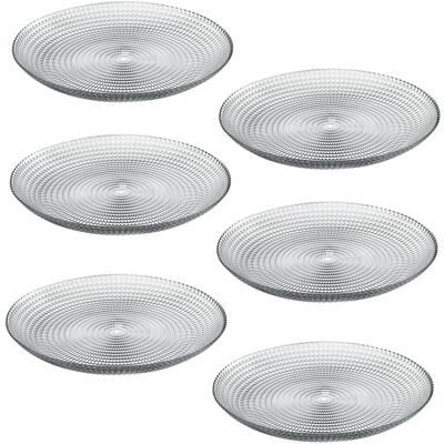 (6 x Dessert Plates) Pasabahce Serving Clear Glass Plate Dish Set 6/12 (6 x Dessert Plates) Pasabahce Serving Clear Glass Plate Dish Set 6/12