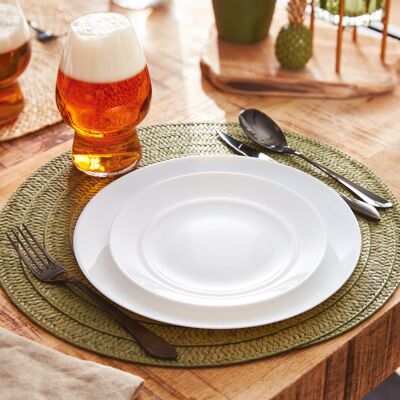 (18 Pcs Dinner Set, White) Luminarc 18pc Black White Opal Glass Dinner Set (18 Pcs Dinner Set, White) Luminarc 18pc Black White Opal Glass Dinner Set